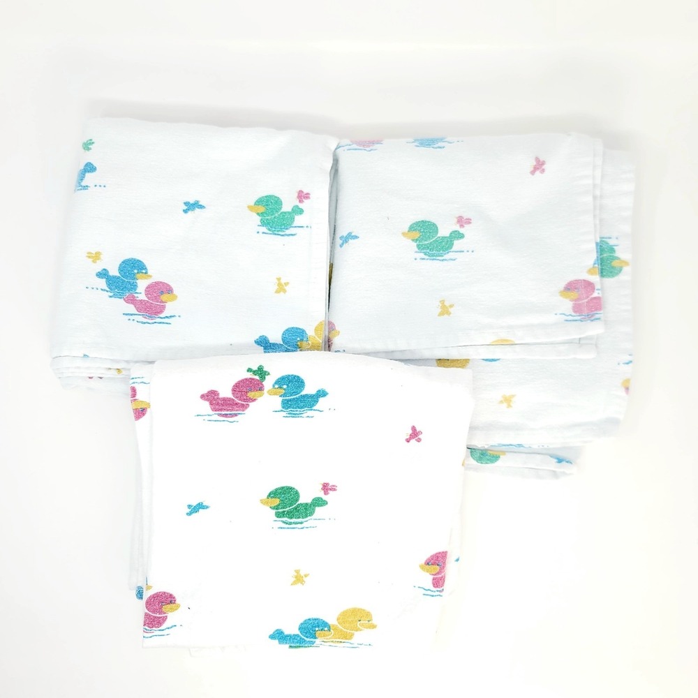 Vintage Lot of 3 Medline‎ Kuddle-Up Hospital Receiving Blankets Duckies Ducks